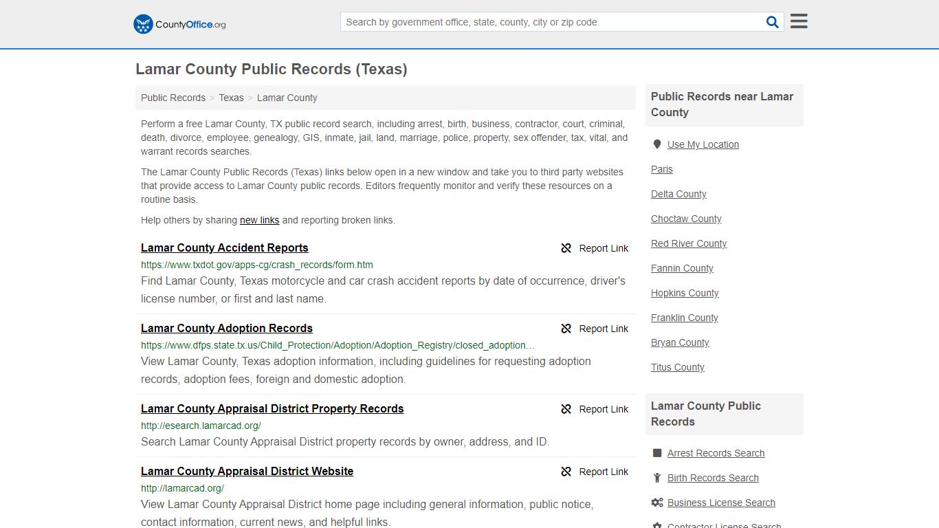 Public Records - Lamar County, TX (Business, Criminal, GIS ...
